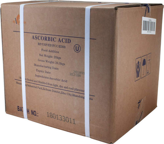 Ácido L-Ascórbico en Polvo 99%+ (25 kg) - Vitamina C Pura, Grado Alimenticio USP/BP