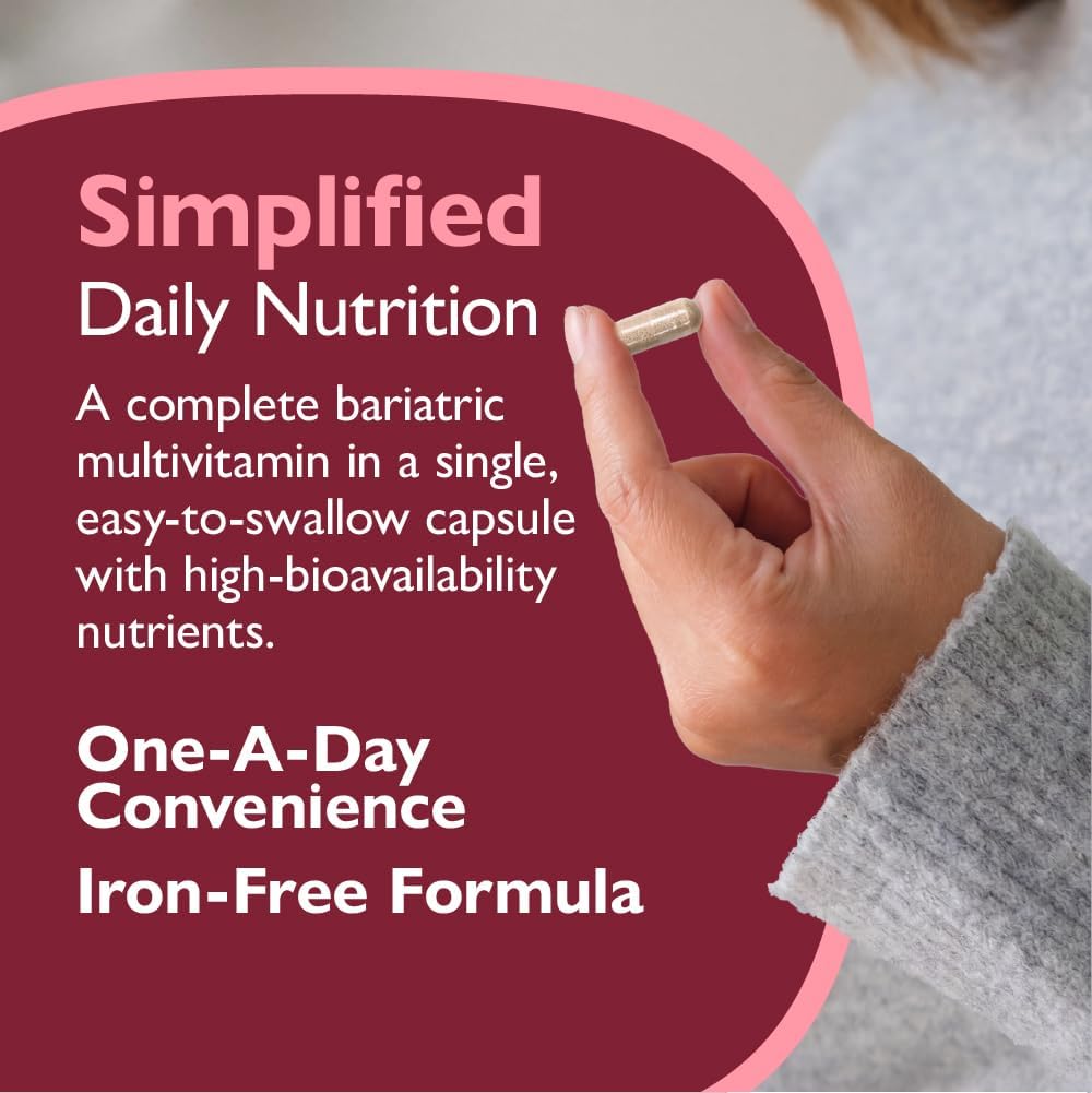CelebrateONE Sin Hierro - Multivitamínico Bariátrico Diario para Bypass Gástrico y Manga Gástrica (30 Cápsulas)
