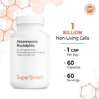 Supersmart Akkermansia Muciniphila 1 Billion TFU - Postbiótico Pasteurizado - 60 Cápsulas de Liberación Retardada