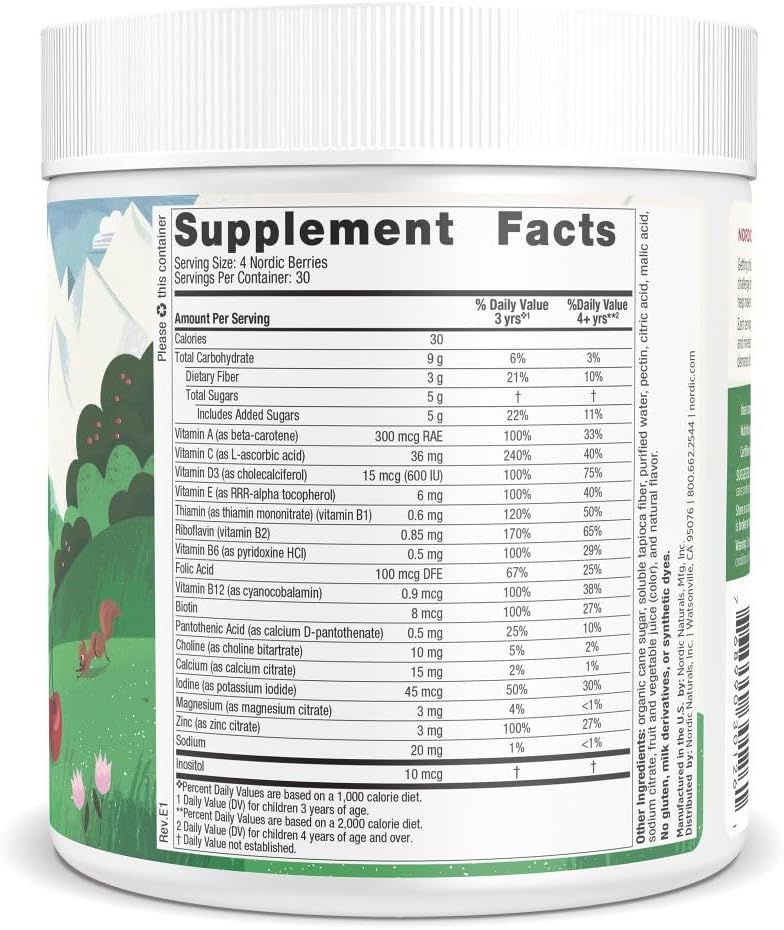 Nordic Naturals Nordic Berries, Cereza y Bayas - 120 Gomitas Multivitamínicas para Niños a partir de 3 años