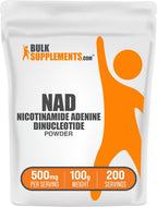 BulkSupplements.com NAD Powder - Nicotinamida Adenina Dinucleótido, 500mg por ración, 100g (3.5 oz)