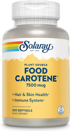 Solaray Food Carotene - Beta Caroteno 25000 UI, 100 Cápsulas Blandas