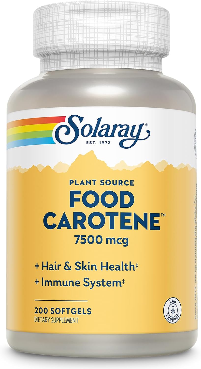 Solaray Food Carotene - Beta Caroteno 25000 UI, 100 Cápsulas Blandas