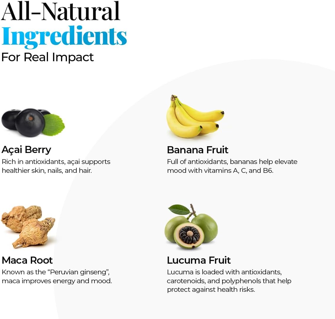 Healthful Seasons Superfood Smoothie Mix - Acai, Lucuma, Maca y Plátano - 30 Raciones