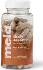 Mela Daily Essentials Multivitamínico para Mujeres con Melanina - Alta Dosis de Vitamina D3 y B12, Probióticos, Melena de León, Canela de Ceilán - Vegano, Sin Gluten, Sin OGM, Suministro para 30 Días (60 Cápsulas)
