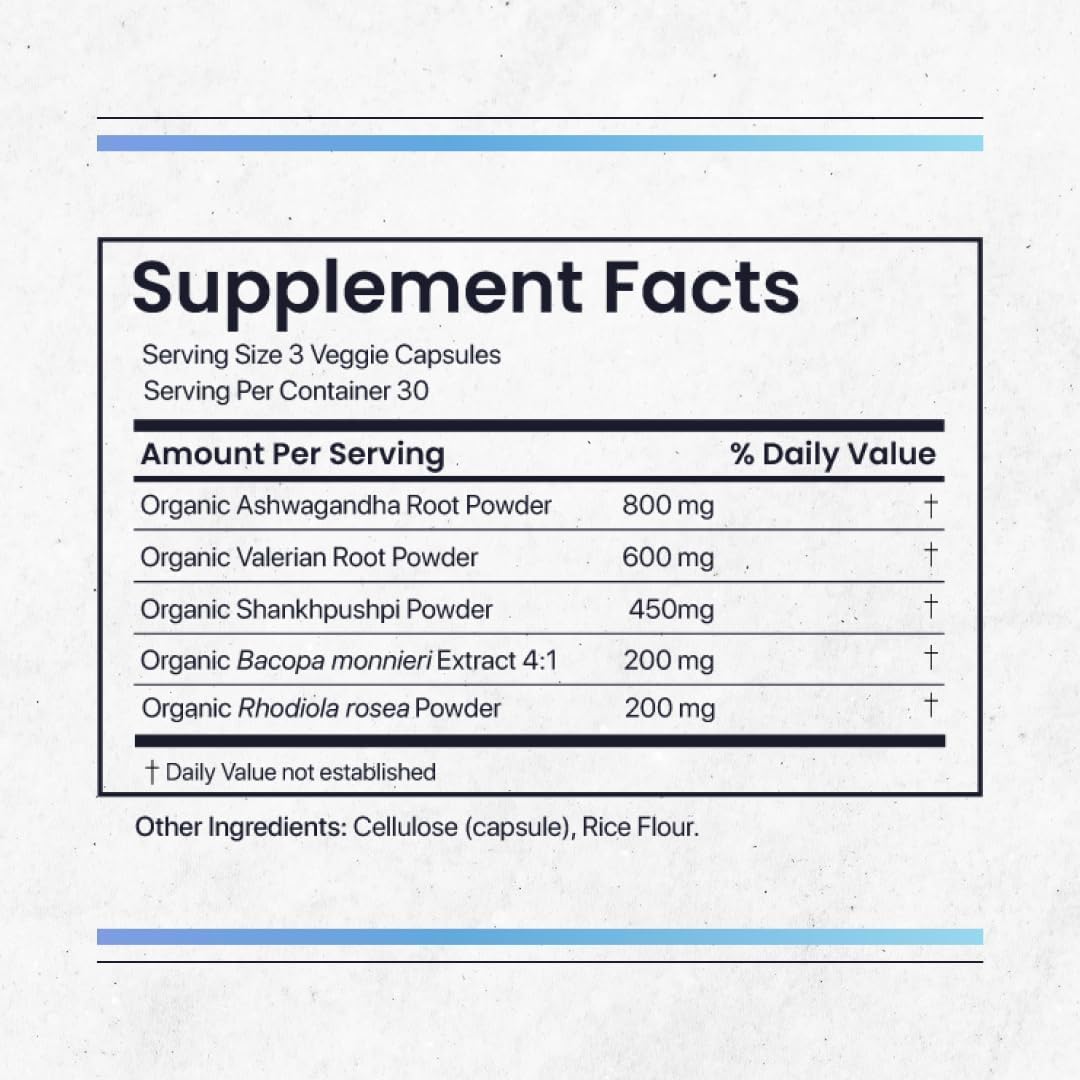 Nature's Pure Blend Ashwagandha Orgánico + Adaptógenos – 60 Cápsulas Veganas