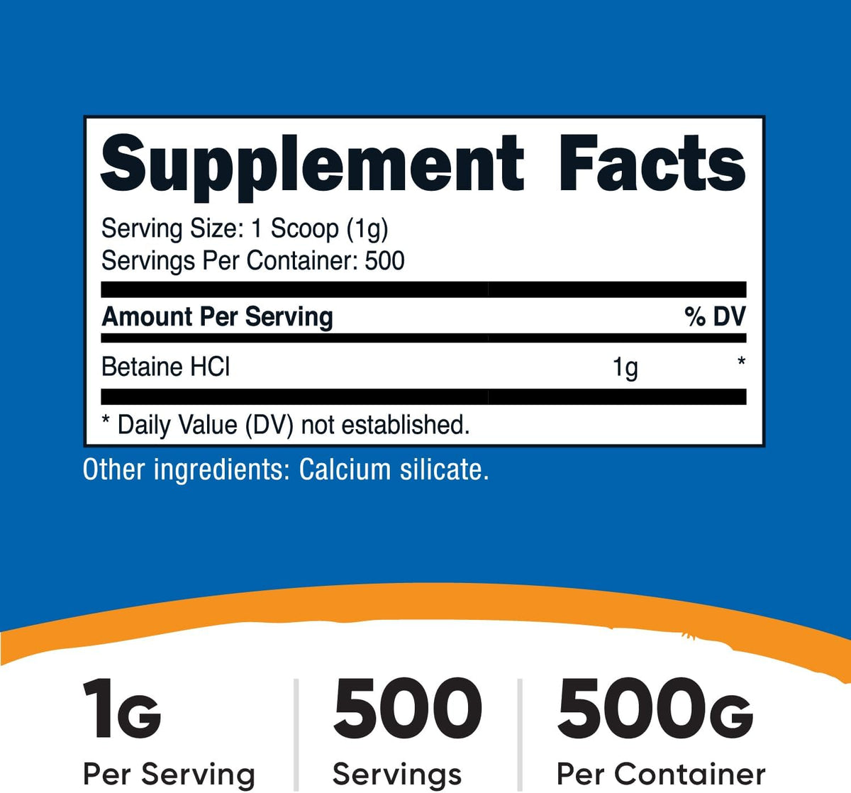Nutricost Betaína HCl en Polvo 500 g - Sin Gluten, No-GMO – Image 2