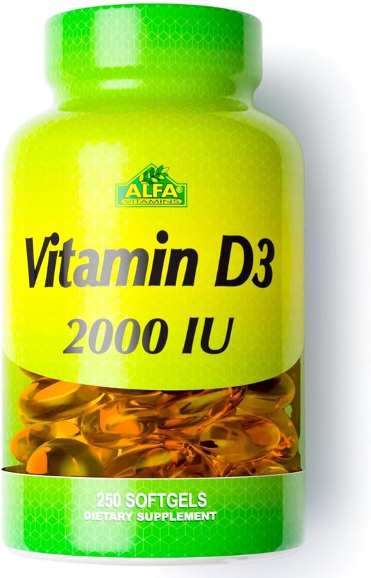 ALFA VITAMINS Vitamina D3 2000 IU – 250 Cápsulas Blandas