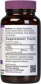 Bluebonnet Nutrition Vitamina C 500 mg - 180 Cápsulas Vegetales