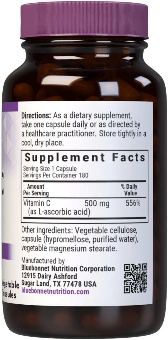 Bluebonnet Nutrition Vitamina C 500 mg - 180 Cápsulas Vegetales