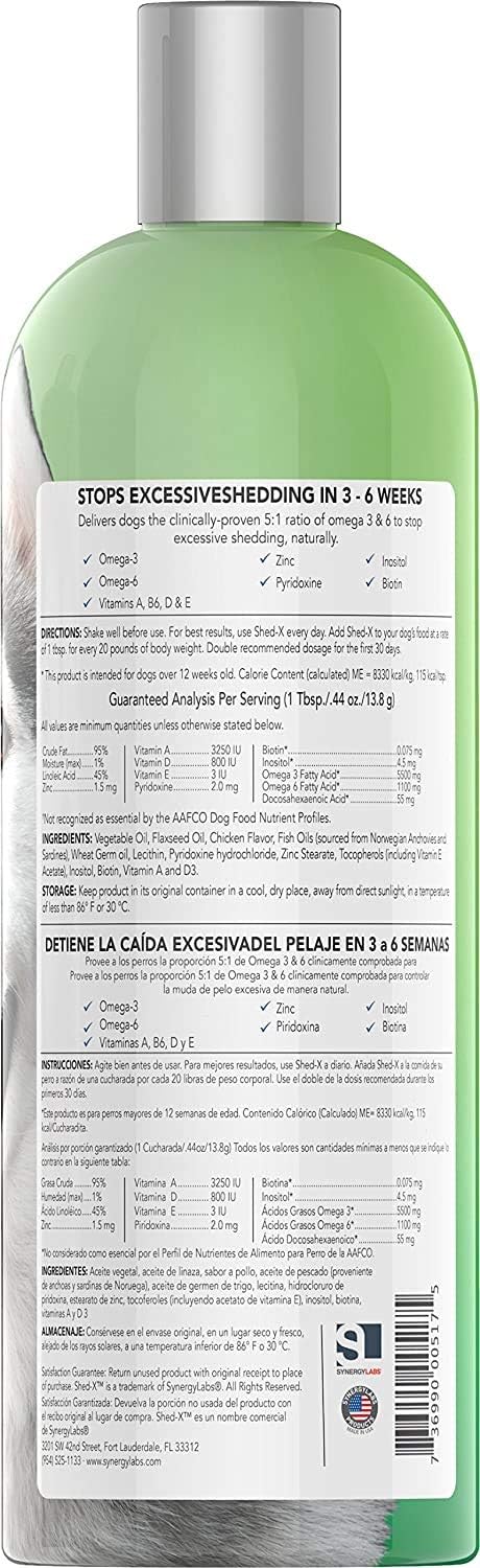 Shed-X Suplemento Líquido para Perros - 946 ml (32 oz) - Reduce la Muda con Aceite de Pescado