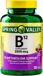 Vitamina B12 2500 mcg – 120 Comprimidos de Disolución Rápida Sabor Cereza, Vitaminas B12 para Hombres y Mujeres, Suplemento Vegano, Sin Gluten (Paquete de 3)
