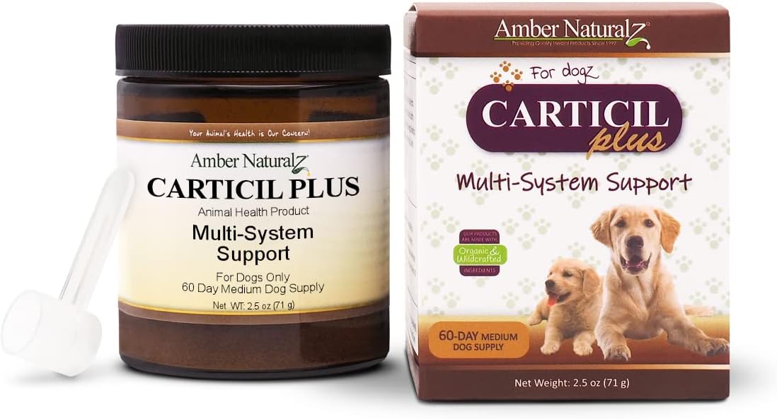 Amber NaturalZ Carticil Plus Suplemento Herbal para Perros - Apoyo Multisistémico (60 Días para Perros Medianos)