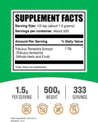 Tribulus Terrestris Extract Powder - Gluten-Free Herbal Supplement, 1.5g per Serving, 500g