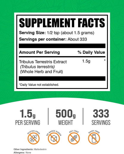 Extracto en Polvo de Tribulus Terrestris - Suplemento Herbal Sin Gluten, 1.5g por Ración, 500g – Image 2