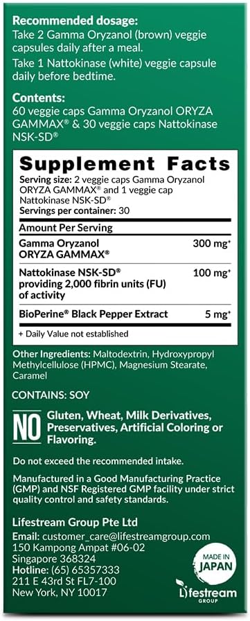 LABO Nutrition VesseCLEAR CX Nattokinase NSK-SD con Gamma Oryzanol - 90 DRcaps Veganos