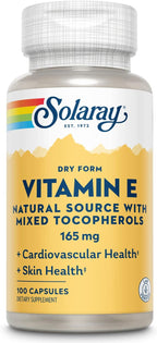 SOLARAY Dry Vitamin E 200 IU with Mixed Tocopherols, 100 Capsules