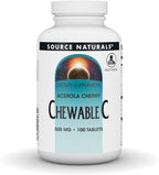 Source Naturals Vitamina C Masticable con Acerola, 500 mg - 100 Comprimidos Sabor Fruta