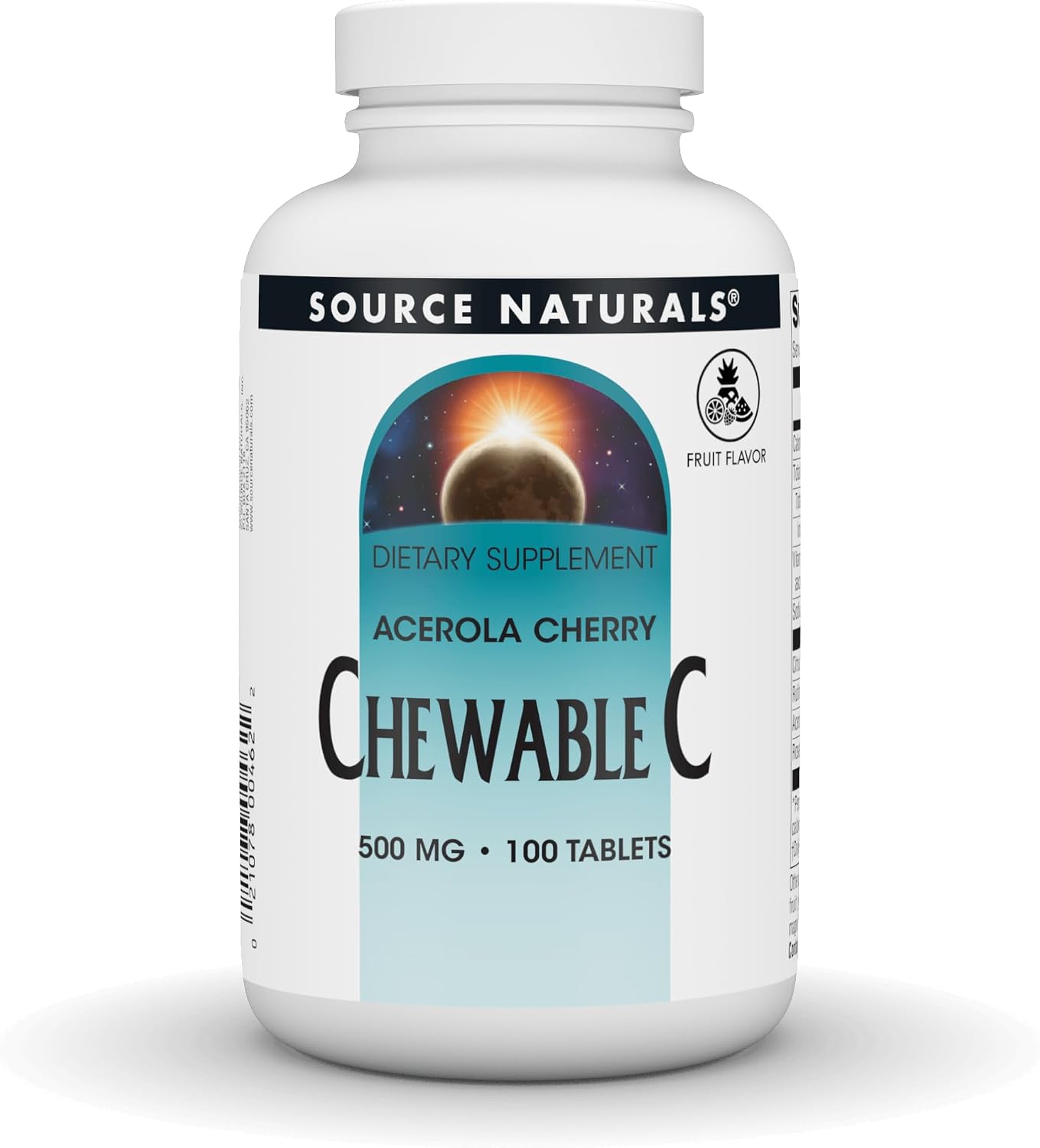 Source Naturals Vitamina C Masticable con Acerola, 500 mg - 100 Comprimidos Sabor Fruta