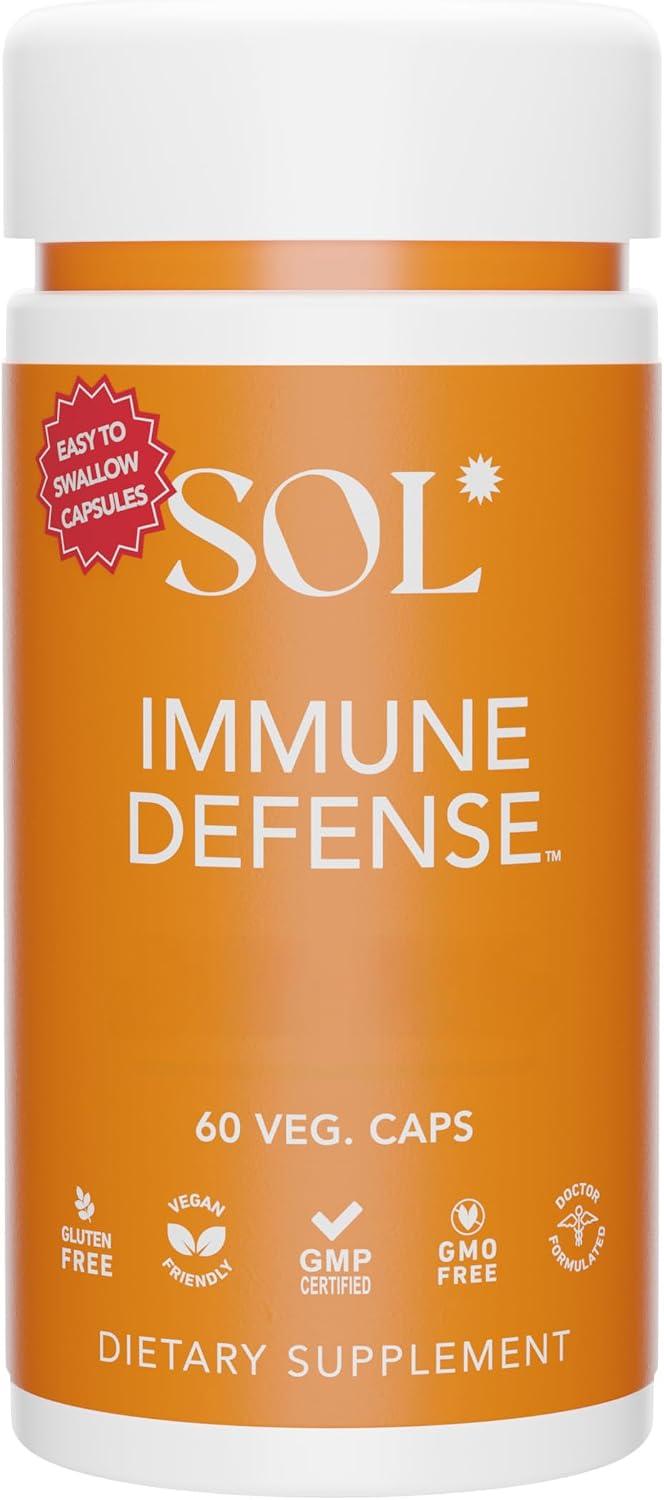 Immune Defense de SOL Nutrition - Suplemento Inmunológico con Astrágalo, Gotu Kola y Andrographis, 60 Cápsulas