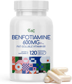 VHC Benfotiamina 600mg - 120 Cápsulas Veganas - Vitamina B1 Liposoluble de Alta Absorción
