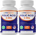 Vitamatic Ácido Fólico 5 mg (5000 mcg) - 240 Comprimidos Vegetarianos (2 Envases de 120)
