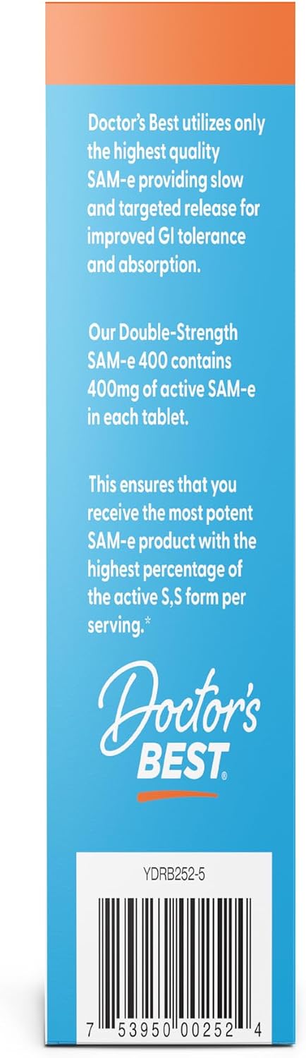 Doctor's Best SAM-e 400 mg, 60 Comprimidos Entéricos Veganos