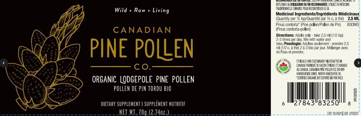 Wild Pine Pollen – LODGEPOLE Polen de Pino Silvestre 70 g