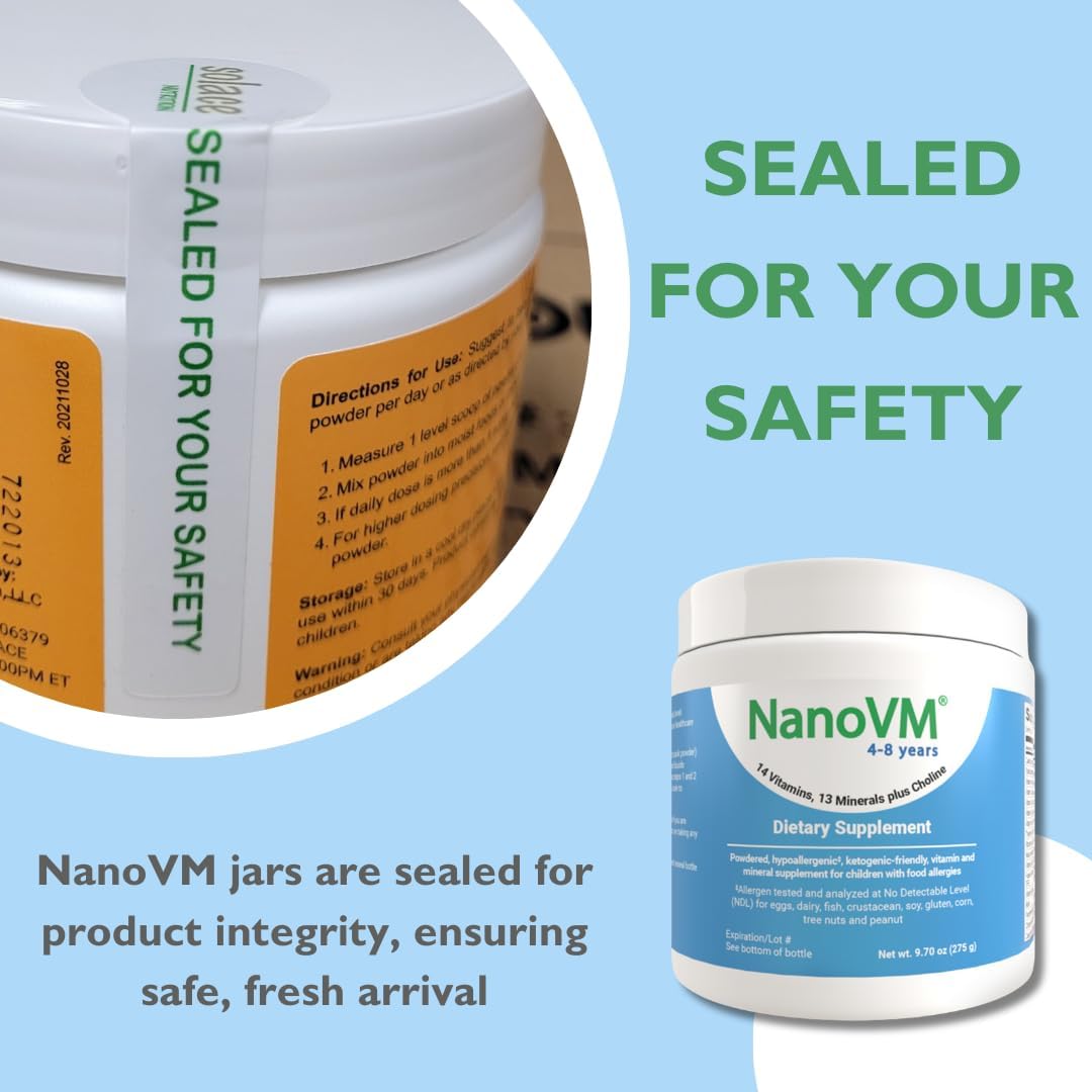 NanoVM Multivitamínico Infantil sin Alérgenos, 4-8 Años, Polvo sin Sabor, 275g