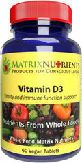 Matrix Nutrients Vitamina D3 1000 UI (62.5 mcg) - 60 Comprimidos Veganos