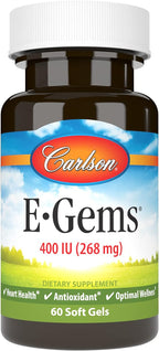 Carlson Labs E-Gems Vitamina E Natural 400 IU, 60 Cápsulas Blandas