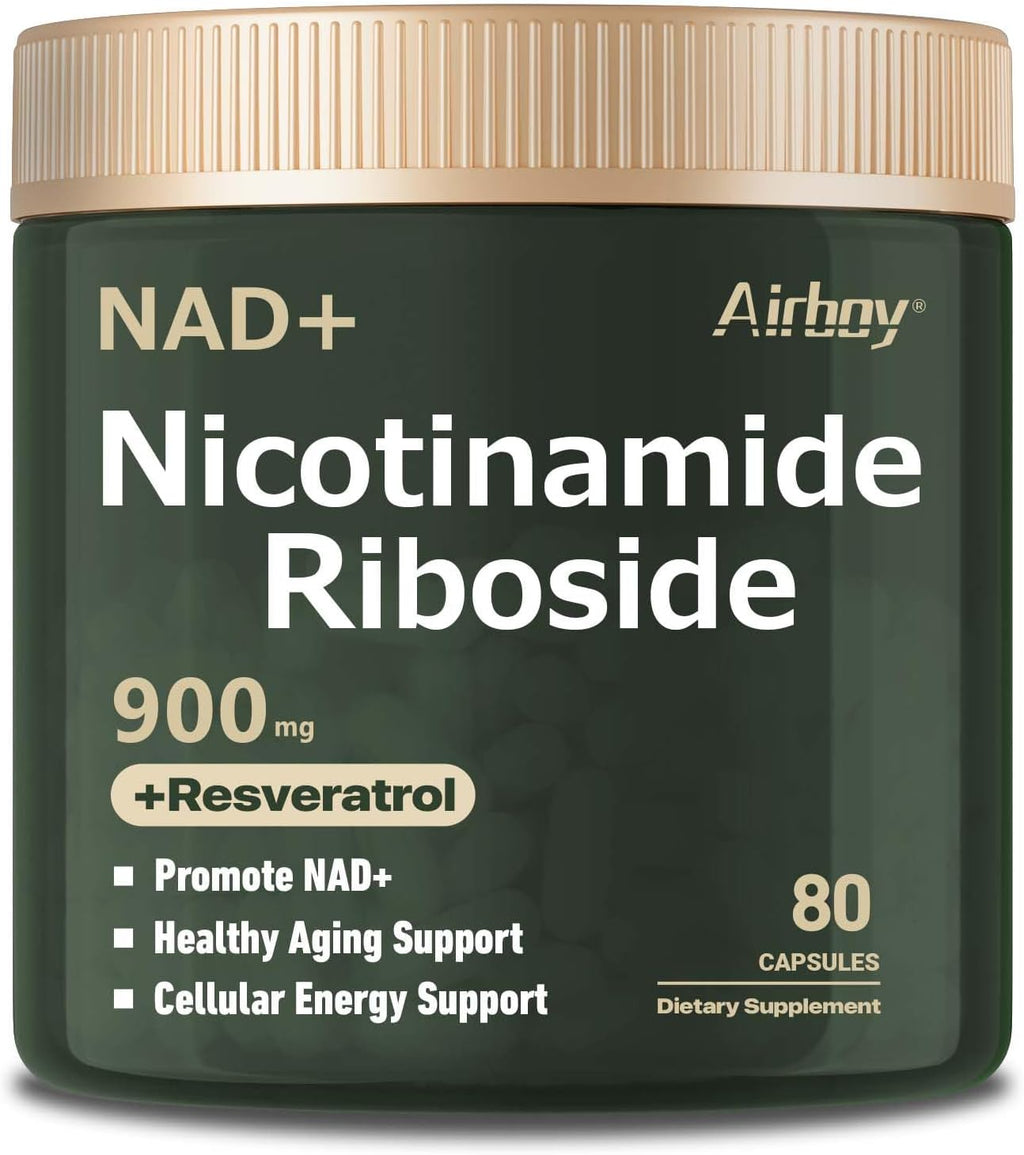 Airboy Nicotinamida Ribósida Liposomal 900 mg con Resveratrol y Quercetina - 320 Cápsulas (4 Envases de 80)