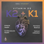 Vitamina D3 10.000 UI con K1 y K2 MK-7 Vegana - Ideal Infusion