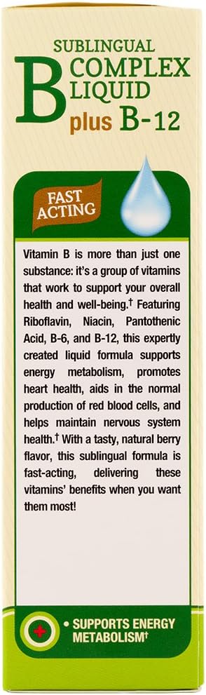 Nature's Truth Complejo B Sublingual con B12, Líquido Sabor Bayas, 2 fl oz (Pack de 3)