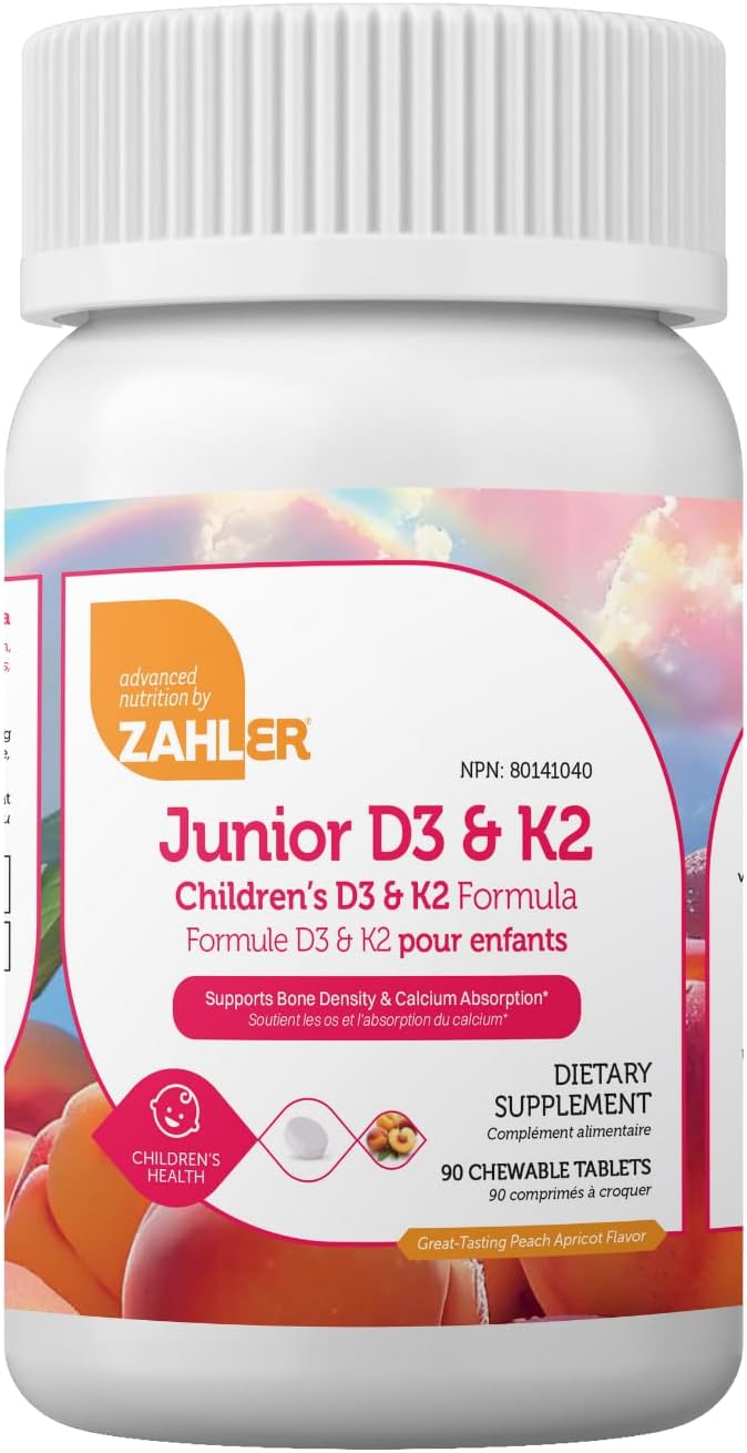 Zahler Junior D3 & K2 - 90 Comprimidos Masticables para Niños