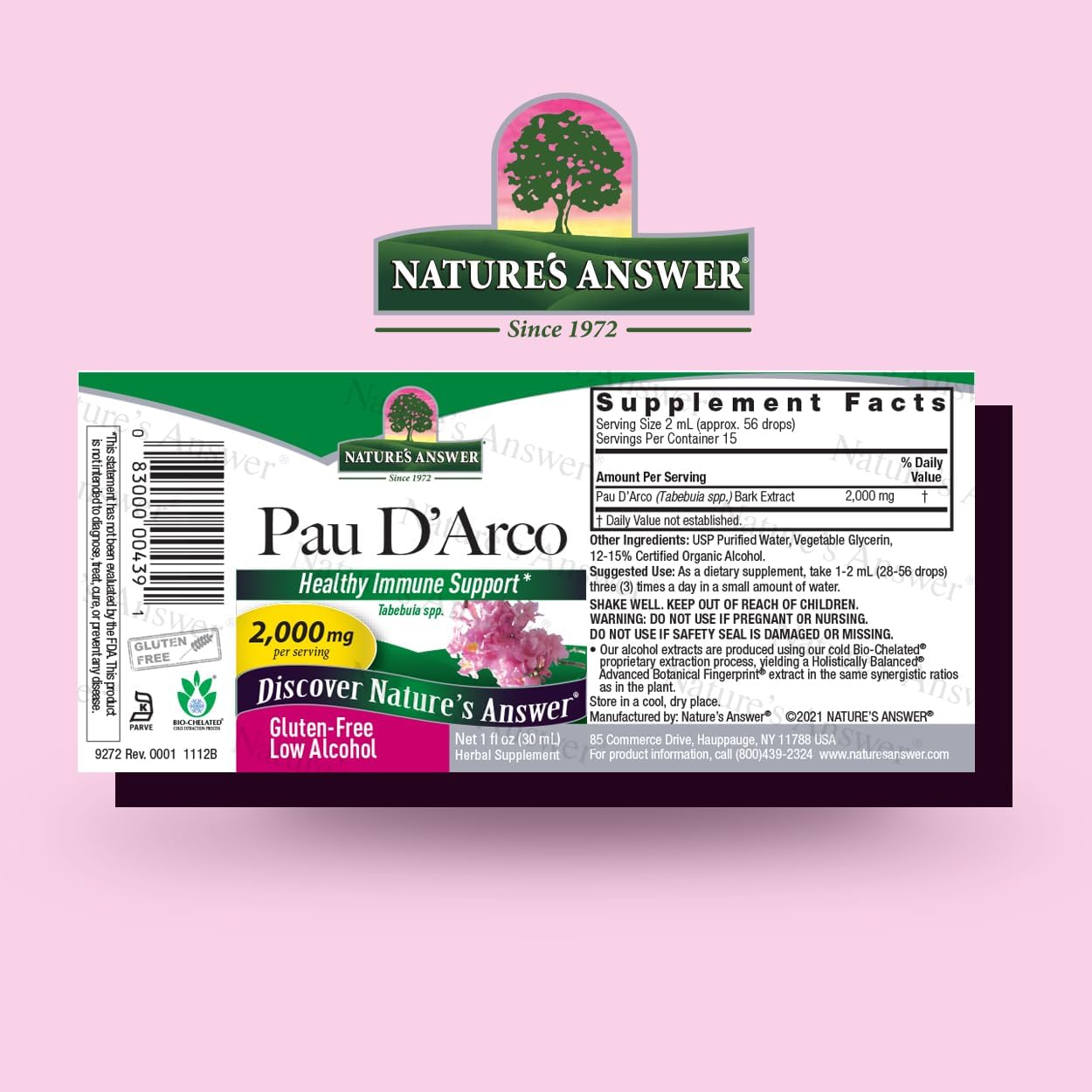 Nature's Answer Extracto de Corteza Interna de Pau D'Arco con Alcohol Orgánico - 30 ml