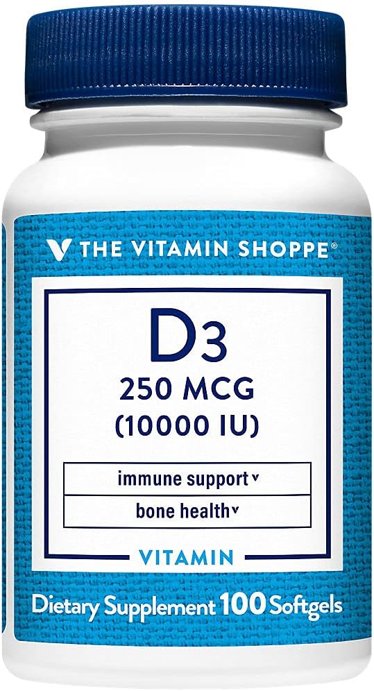Vitamina D3 10000 IU, 100 Cápsulas Blandas - The Vitamin Shoppe