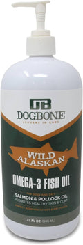 DogBone Omega 3 Fish Oil for Dogs - EPA + DHA Supplement for Hip & Joint, Heart, Skin Support - Omega 6 Fatty Acids - Help Hunting Dog Recovery - Improve Puppy, Senior Canine Health - 946ml Pump Bottle
