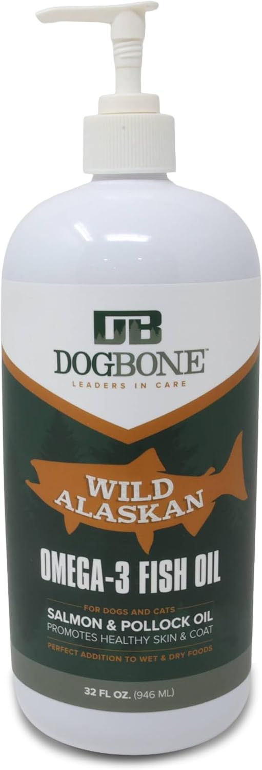 DogBone Omega 3 Fish Oil for Dogs - EPA + DHA Supplement for Hip & Joint, Heart, Skin Support - Omega 6 Fatty Acids - Help Hunting Dog Recovery - Improve Puppy, Senior Canine Health - 946ml Pump Bottle