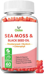 OALSE Gominolas de Sea Moss 8 en 1 - 1800mg Musgo Marino, Clorofila, Vitamina C, D3 y Zinc