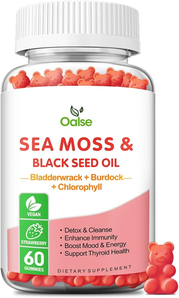 OALSE Gominolas de Sea Moss 8 en 1 - 1800mg Musgo Marino, Clorofila, Vitamina C, D3 y Zinc