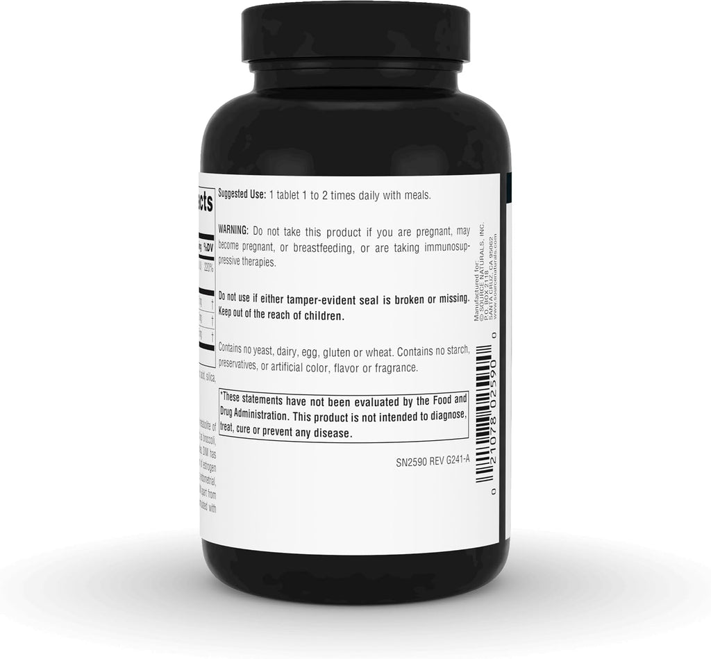 Source Naturals DIM, Diindolilmetano 200mg con BioPerine y Vitamina E - 120 Comprimidos