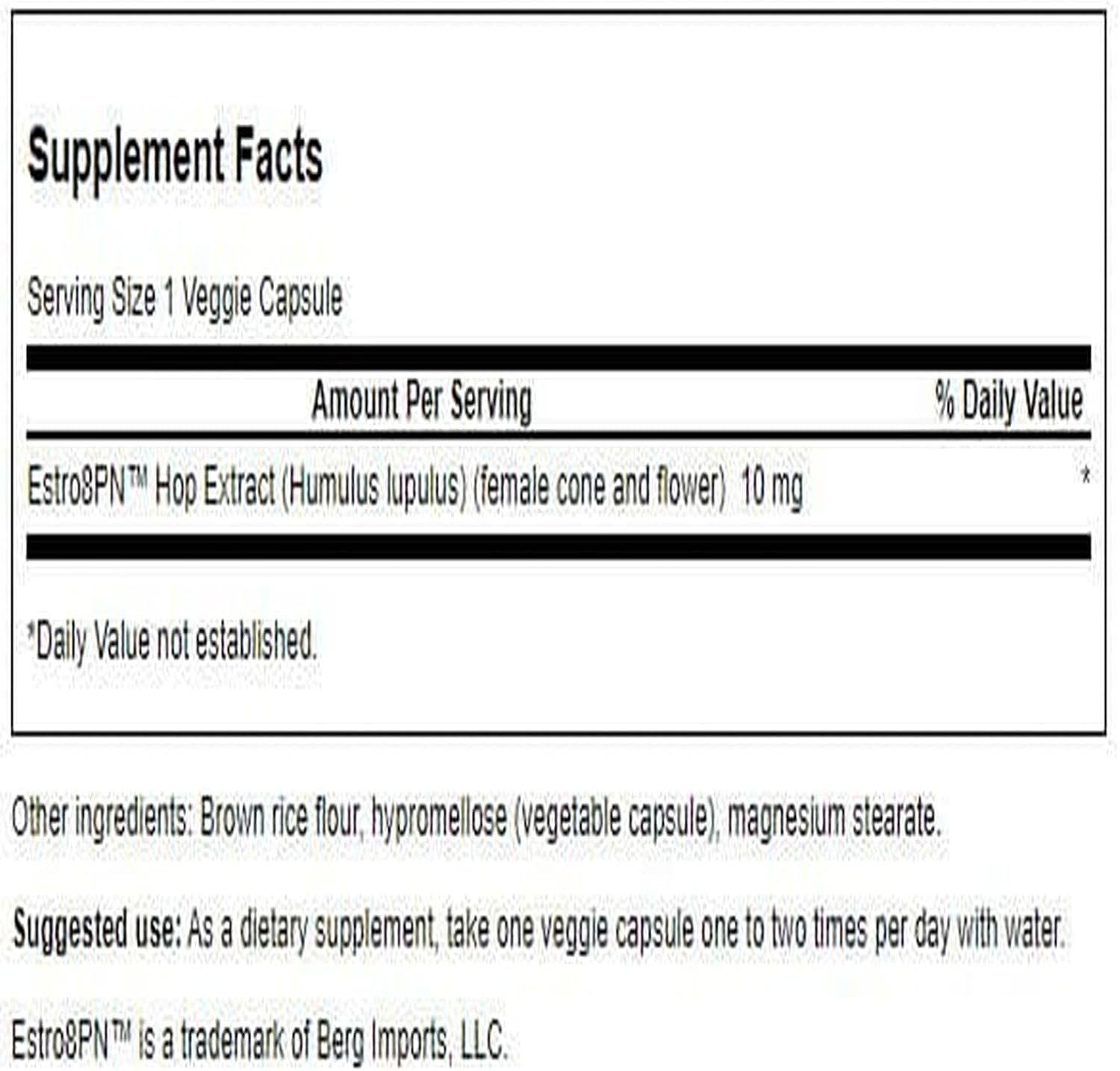 Swanson Estro8Pn Extracto de Lúpulo 10 mg - 60 Cápsulas Veganas (Pack de 2)