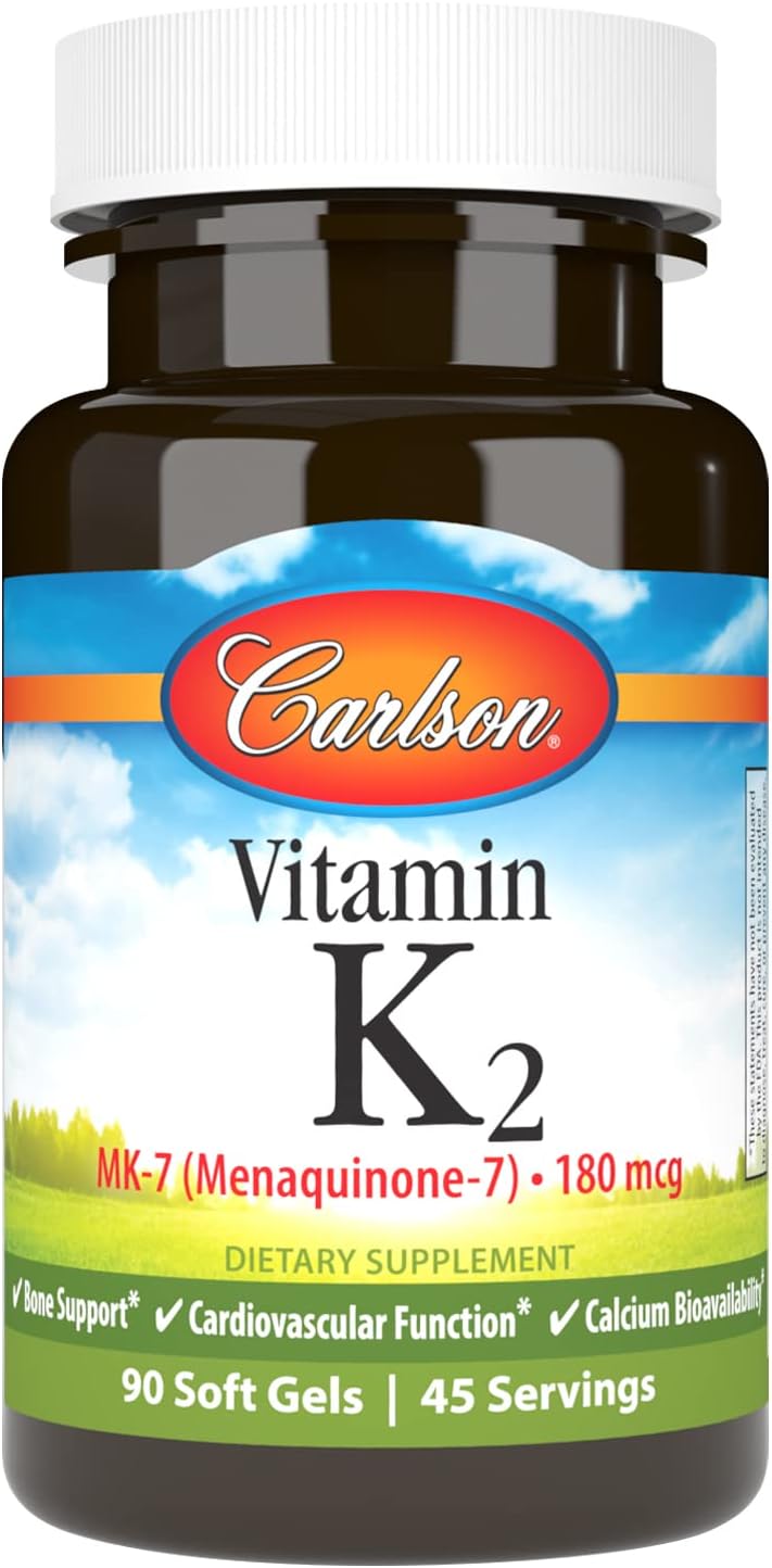 Carlson – Vitamina K2 MK-7 (Menaquinona), 180 mcg, 90 Softgels