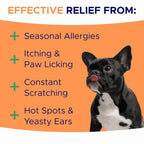 GOODGROWLIES Golosinas para Alivio de Alergias en Perros – Suplemento para Piel y Pelaje Anti-Picor con Omega 3 – 360 Ud. (Sabor Pollo BBQ)