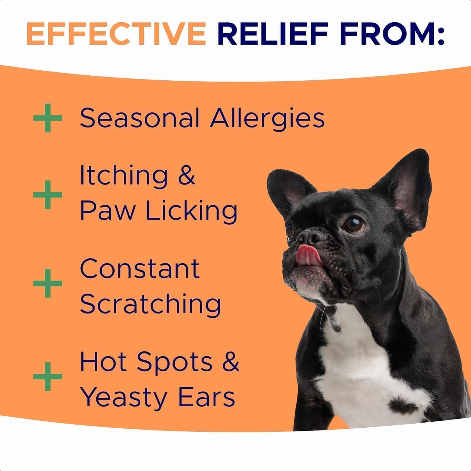 GOODGROWLIES Golosinas para Alivio de Alergias en Perros – Suplemento para Piel y Pelaje Anti-Picor con Omega 3 – 360 Ud. (Sabor Pollo BBQ)