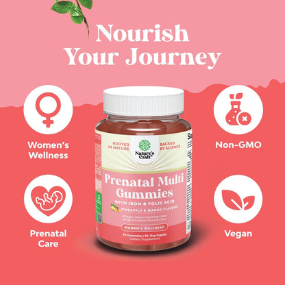 Natures Craft Gomitas Prenatales Veganas para Mujeres con Hierro y Ácido Fólico - 90 Gomitas Sabor Piña Mango – Image 4