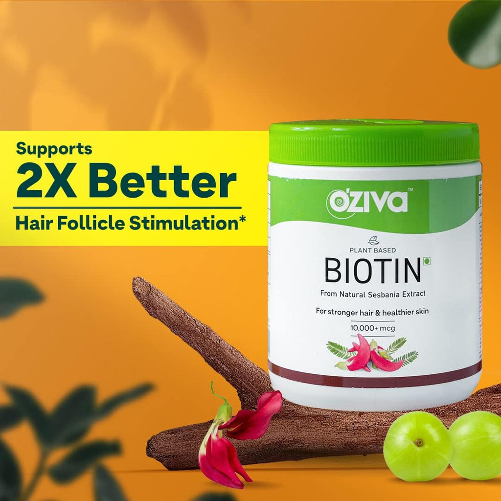 OZiva Polvo de Biotina de Origen Vegetal 10000 μg con Amla | 125 g