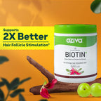 OZiva Polvo de Biotina de Origen Vegetal 10000 μg con Amla | 125 g