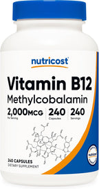 Nutricost Vitamin B12 (Methylcobalamin) 2000mcg, 240 Capsules - Vegetarian Capsules, Non-GMO, Gluten-Free